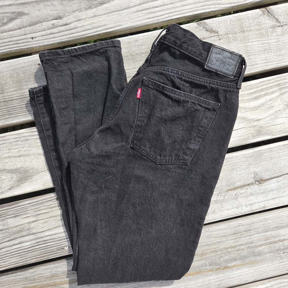Levis Black Straight Leg Jeans Womens 31 Waist Emo Goth Y2k Classic